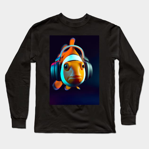 Clownfisch Headphones Long Sleeve T-Shirt by maxcode